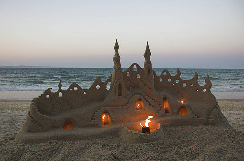 lluminated Sand Castle, Santa Cruz, California