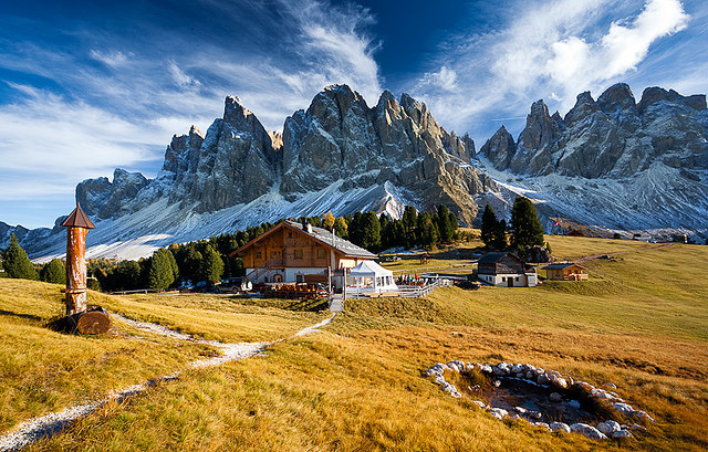 by Christof Simon on Flickr.Alpine hut in South Tyrol Dolomites, Italy.