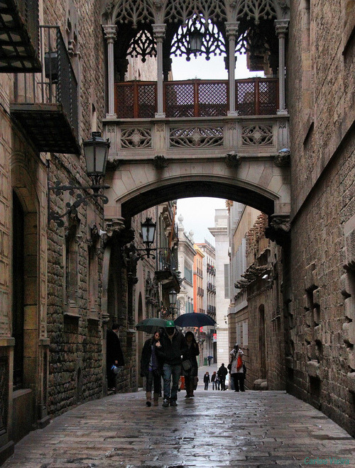 Rainy Day, Gothic Quarter, Barcelona, Spain