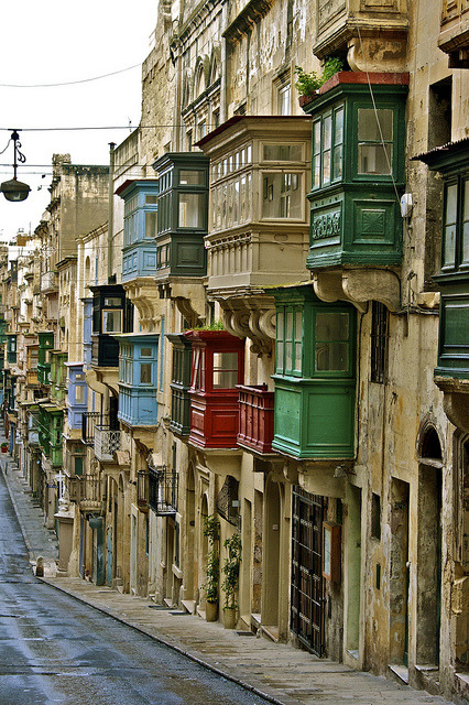 Colorful balconies in La Valletta, Malta