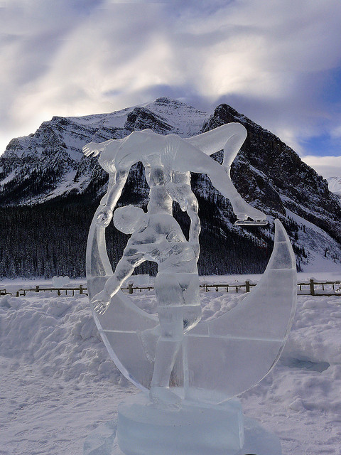 Ice sculpture at Lake Louise, Banff National Park, Canada