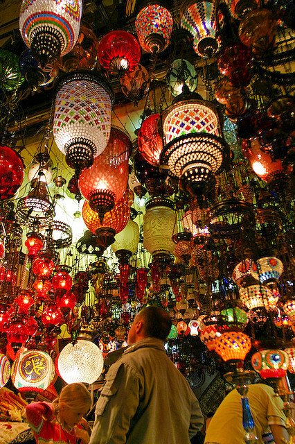 Hanging lamps at the Grand Bazaar of Istanbul, Turkey