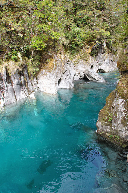 The Blue Pools of Makarora River, South Island, New Zealand