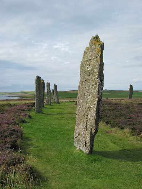 Ring O'Brodgar stones in Orkney Islands, Scotland