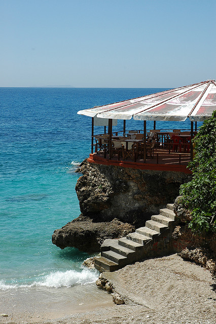 Terrace on the beach in southern Albania