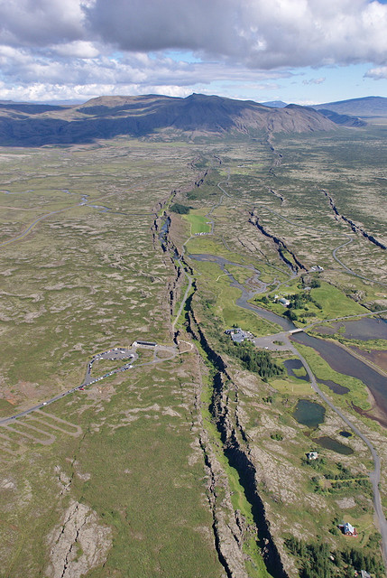 Thingvellir in Iceland, where the North American and Eurasian tectonic plates move apart
