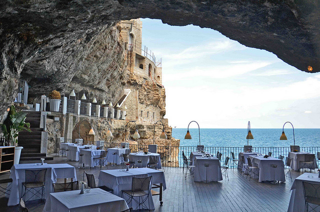 Grotta Palazzese Restaurant near Polignano a Mare, Apulia, Italy