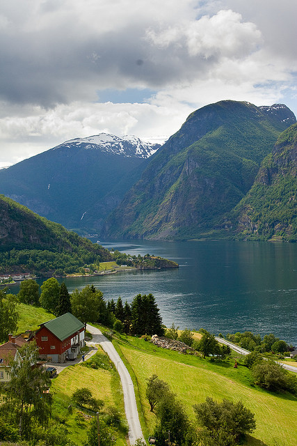 Picturesque village in Aurlandsfjord, Sogn og Fjordane, Norway