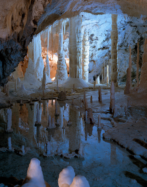 Beautiful formations inside Grotte di Frasassi, Marche, Italy