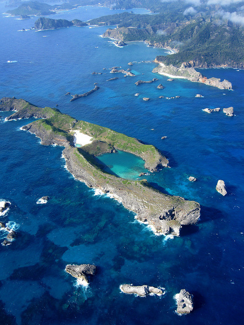 Aerial view of Ogasawara Islands, Japan