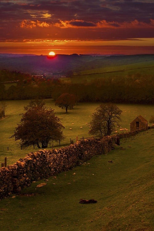 Sunset, Peak District, Derbyshire, England