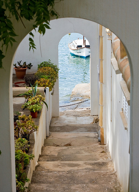 Steps to the sea in Cala D'Or, Mallorca Island, Spain