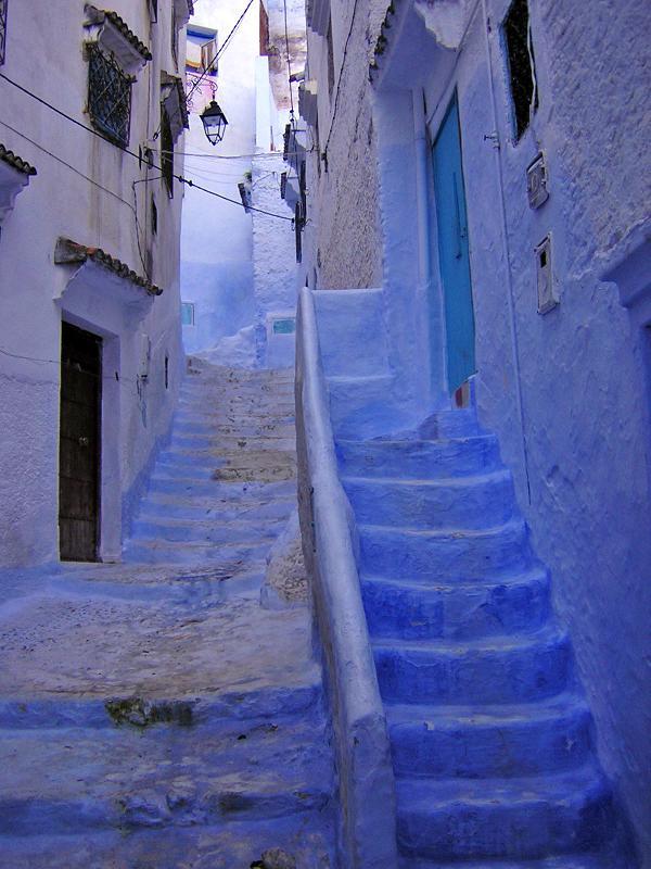Blue steps in Chefchaouen, Morocco