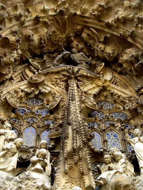 Magnificent details of Sagrada Familia in Barcelona, Spain