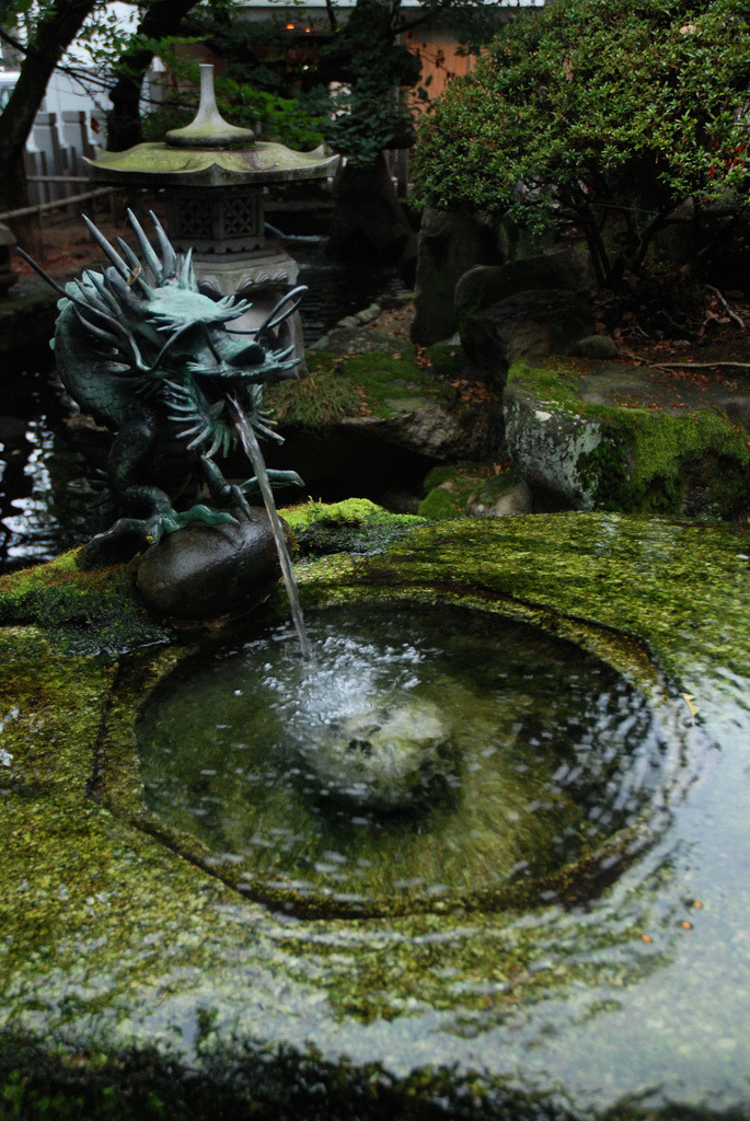 A pool among the rock, gardens of Himeji Castle, Japan