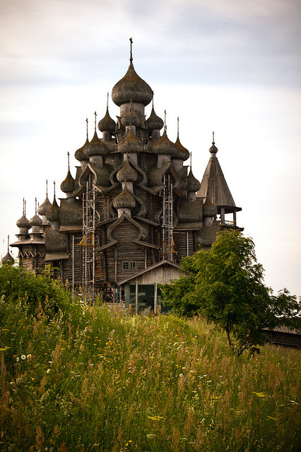 The wooden cathedral on Kizhi Island, Russia