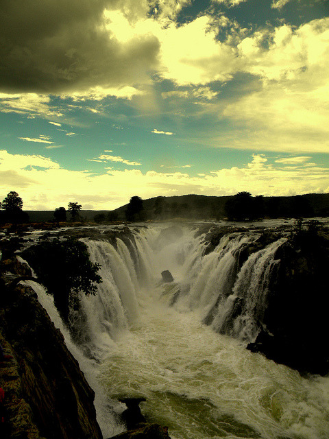 Hogenakkal Falls on the Kaveri River in Tamil Nadu / India