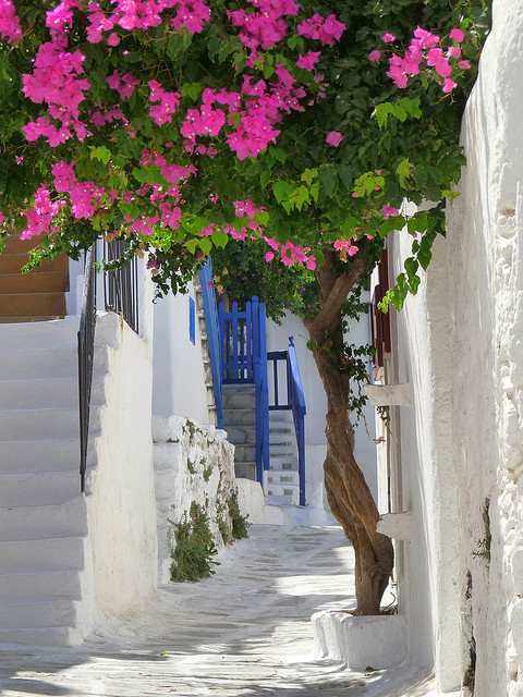 Charming white alleys of Mykonos, Cyclades / Greece