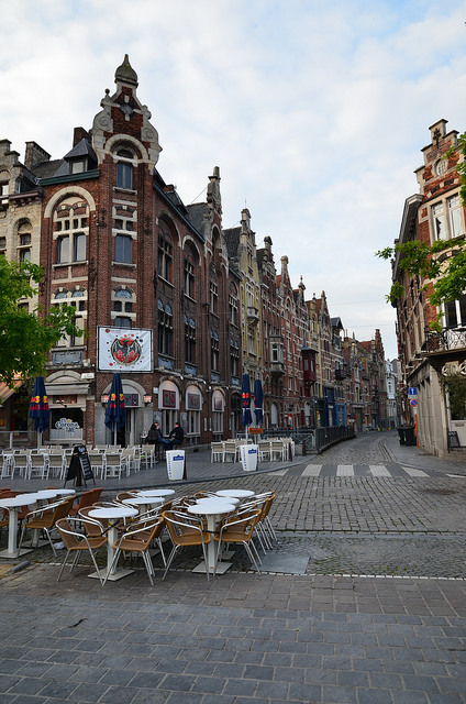 Vrijdagmarkt urban architecture in Ghent / Belgium